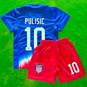 Youth Soccer Jersey Pulisic Boys Red & Blue Uniform Brand New With Tags